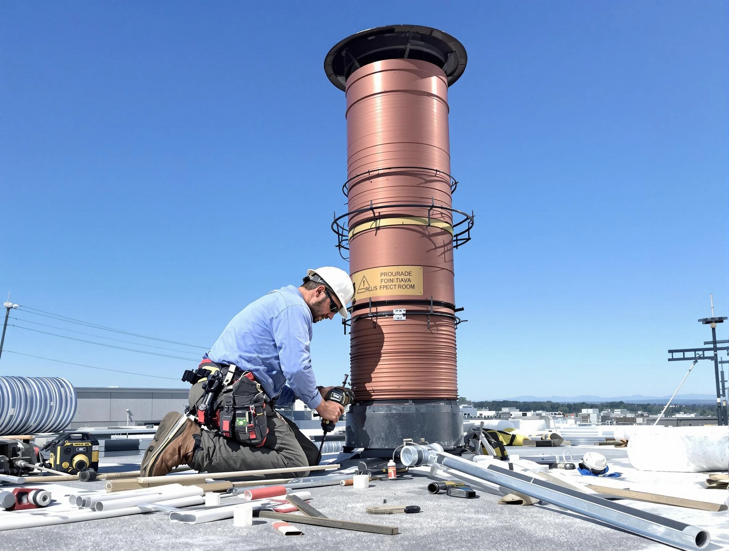 Installed chimney liner by Randolph Chimney Sweep in Randolph, MA