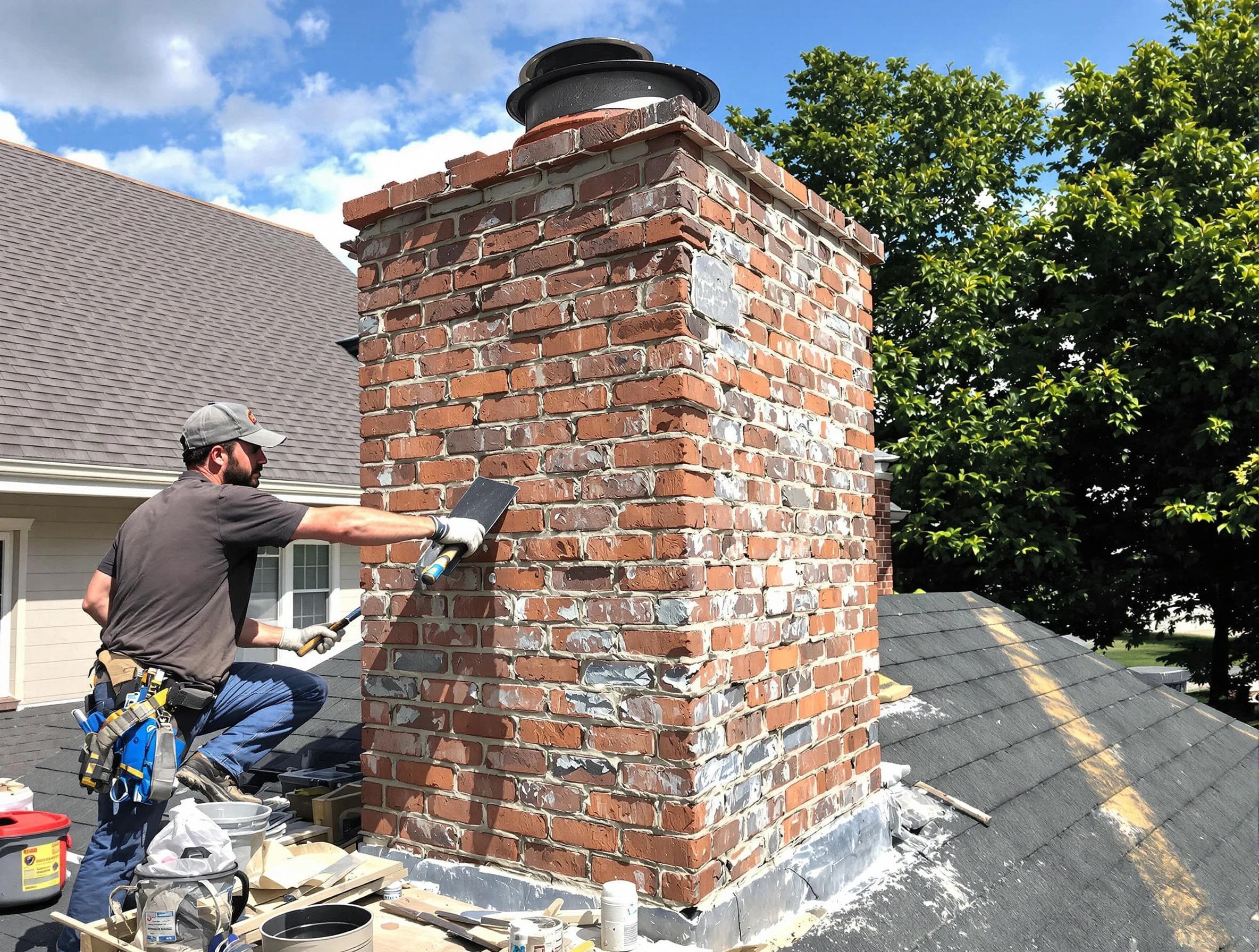 Completed chimney rebuild by Randolph Chimney Sweep in Randolph, MA