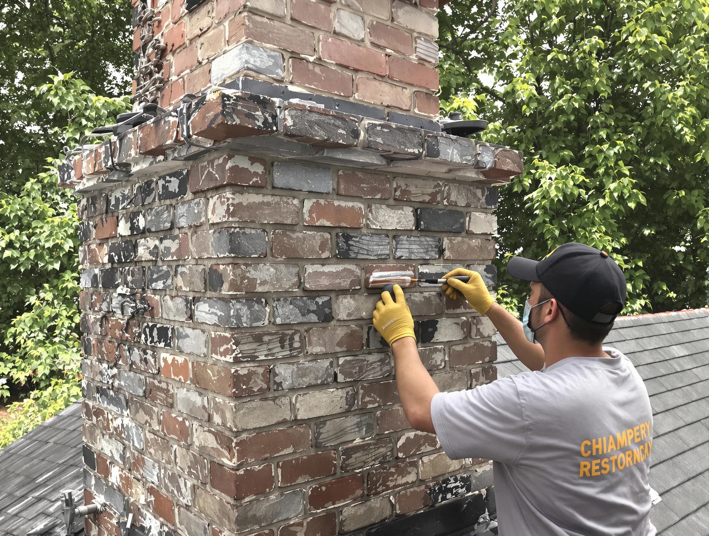 In-progress chimney restoration by Randolph Chimney Sweep in Randolph, MA