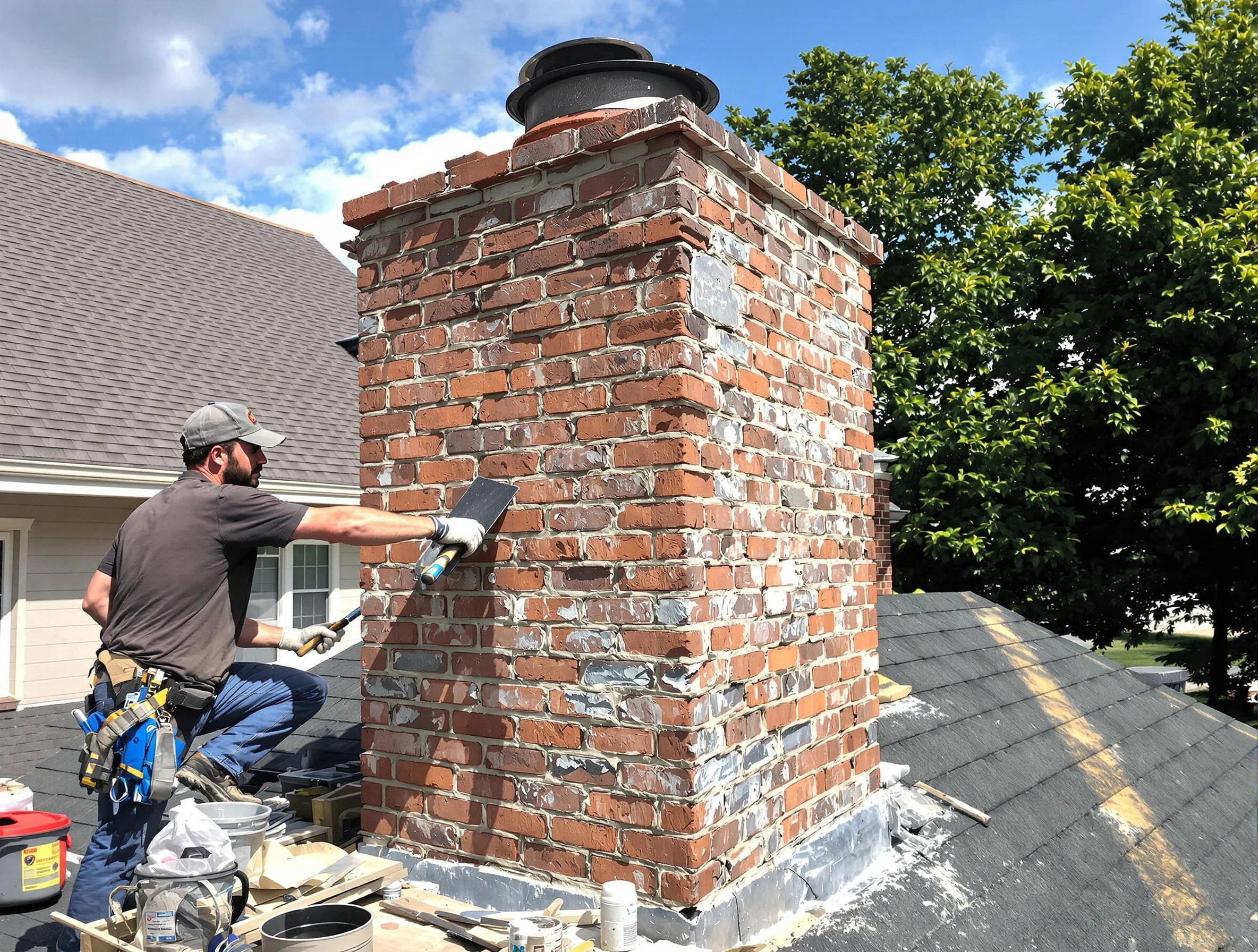 Completed chimney rebuild by Randolph Chimney Sweep in Randolph, MA