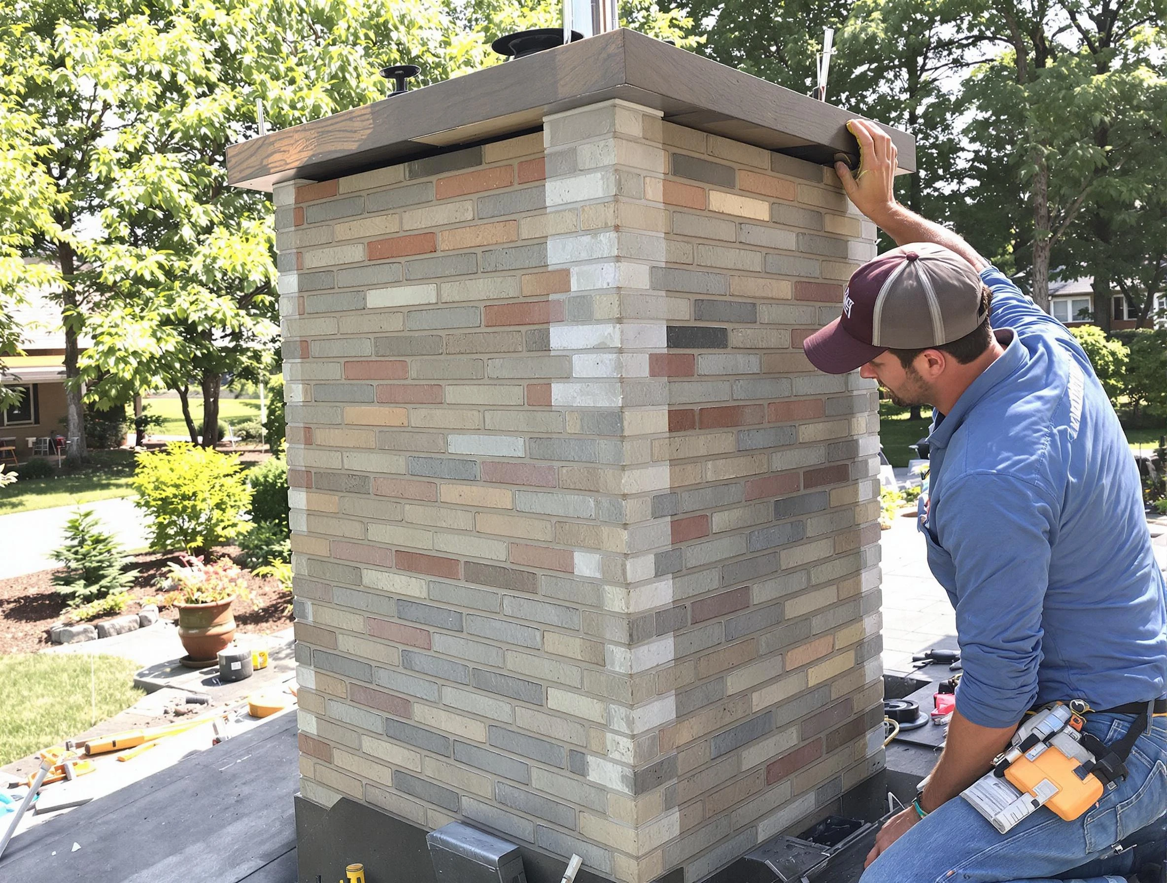 Randolph Chimney Sweep completing a modern chimney remodel in Randolph, MA