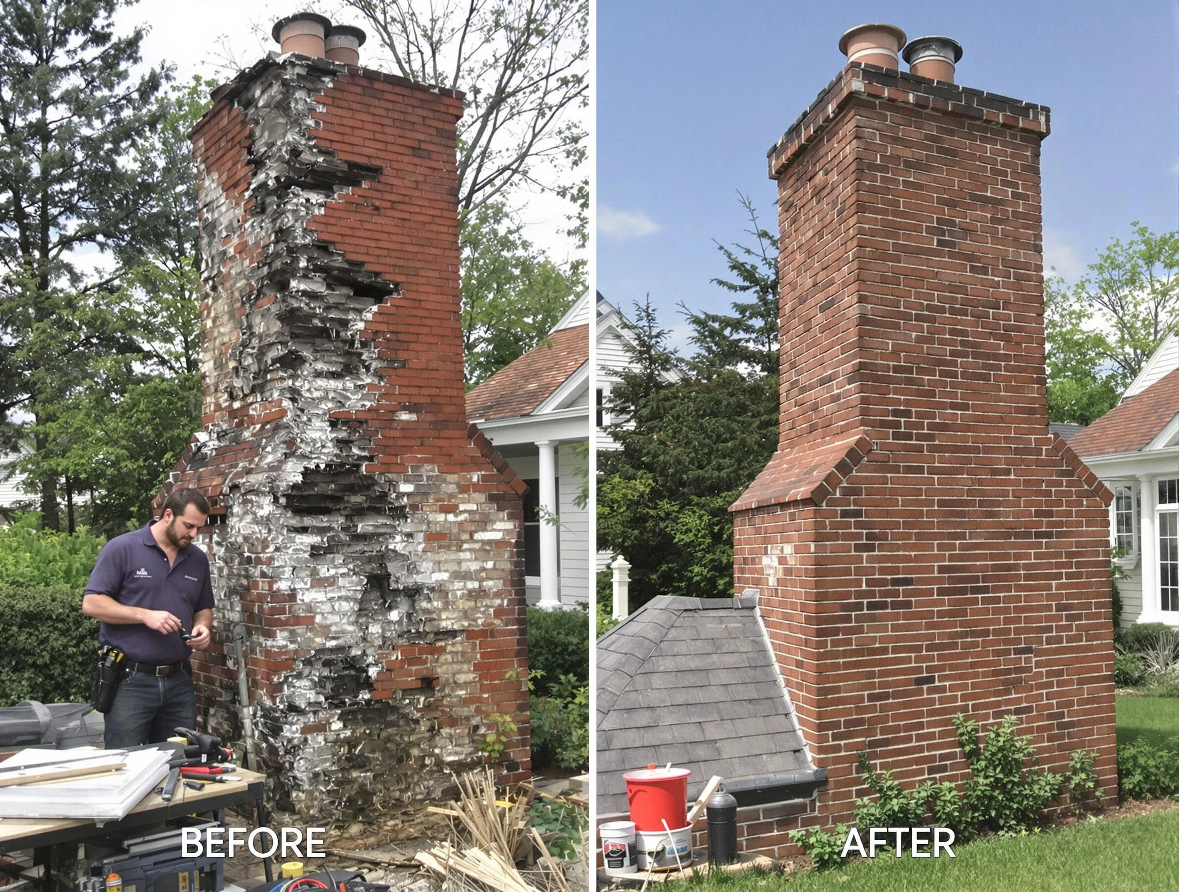 Randolph Chimney Sweep performing a full chimney restoration in Randolph, MA